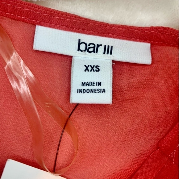 NWT Bar III Wrap Blouse XXS Salmon Orange Pink “Dark Starfish” Bell Sleeves Boho - Picture 10 of 16